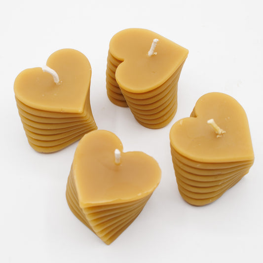 Beeswax Candle - Stacked Hearts